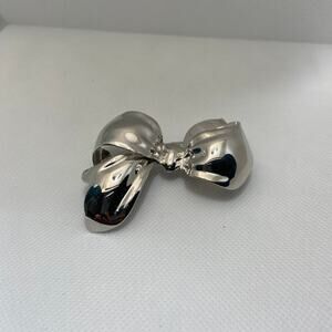 Vintage Monet Large Bow Silver Plated Brooch